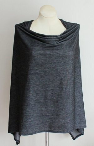 Black Denim Jersey Breastfeeding Nursing Cover Poncho Wrap Shawl