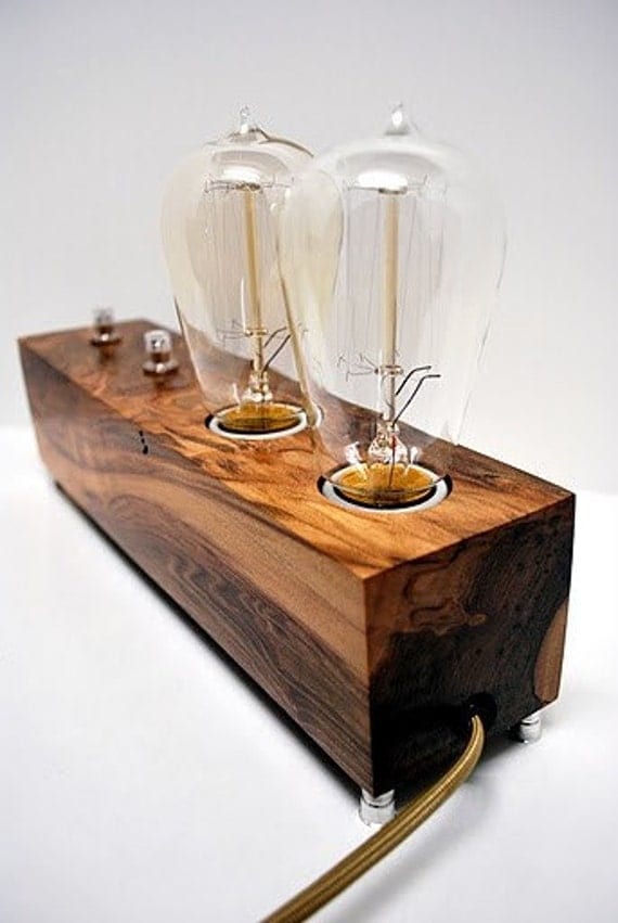 The Menlo Park Lamp- Dual Edison Bulb in Spalted Ambrosia Maple RESERVED