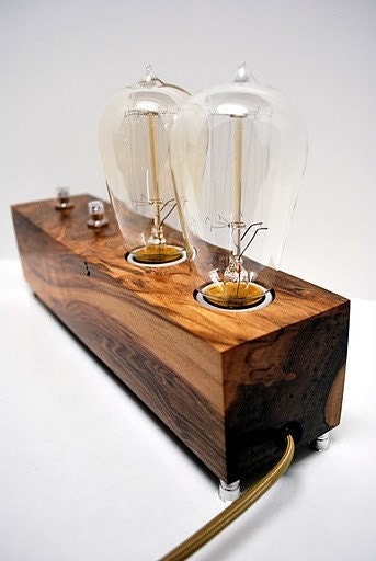 The Menlo Park Lamp- Dual Edison Bulb in Spalted Ambrosia Maple RESERVED