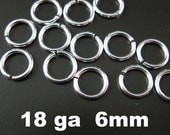 Sterling Silver,925,Silver,Jumprings, OPEN,Jump rings,Thick, Strong, 18 gauge,ga, 6mm (100 pcs) JR18