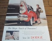 1956 DODGE ADVERTISING Page, Holiday Magazine, Nov. 1955, Vintage Automobile Collectible Ephemera - roguevalleyvintage