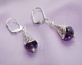 Bridesmaid jewelry, Amethyst swarovski Crystal earrings - Pick your color