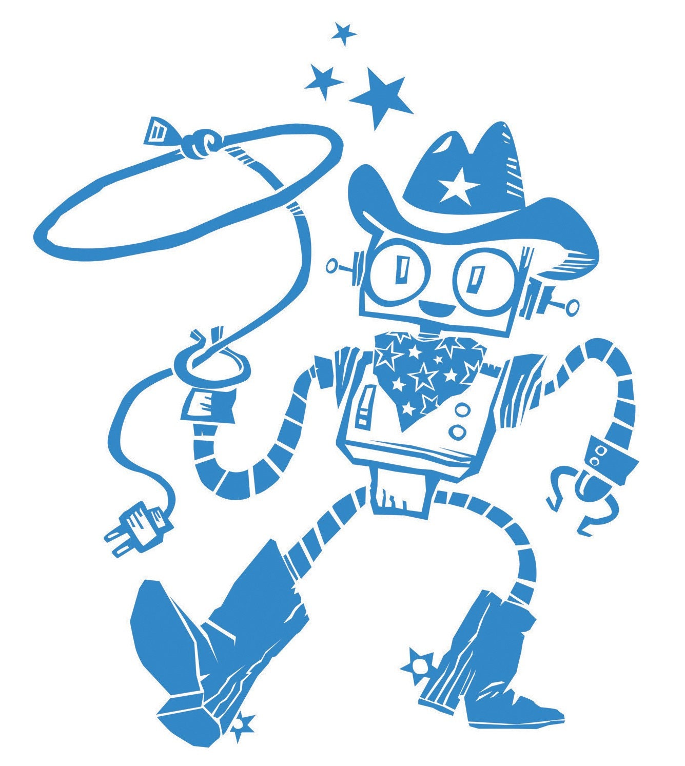 Kids Wall Decals - Retro Robot Cowboy - Vinyl Decal Nursery Wall Art - Personalized Color Choice