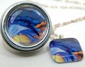 Sea Turtle Glass Pendant Charm Original Art