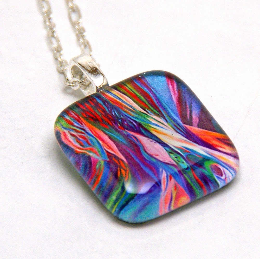 Magical Colorful Oak Roots Glass Pendant Necklace