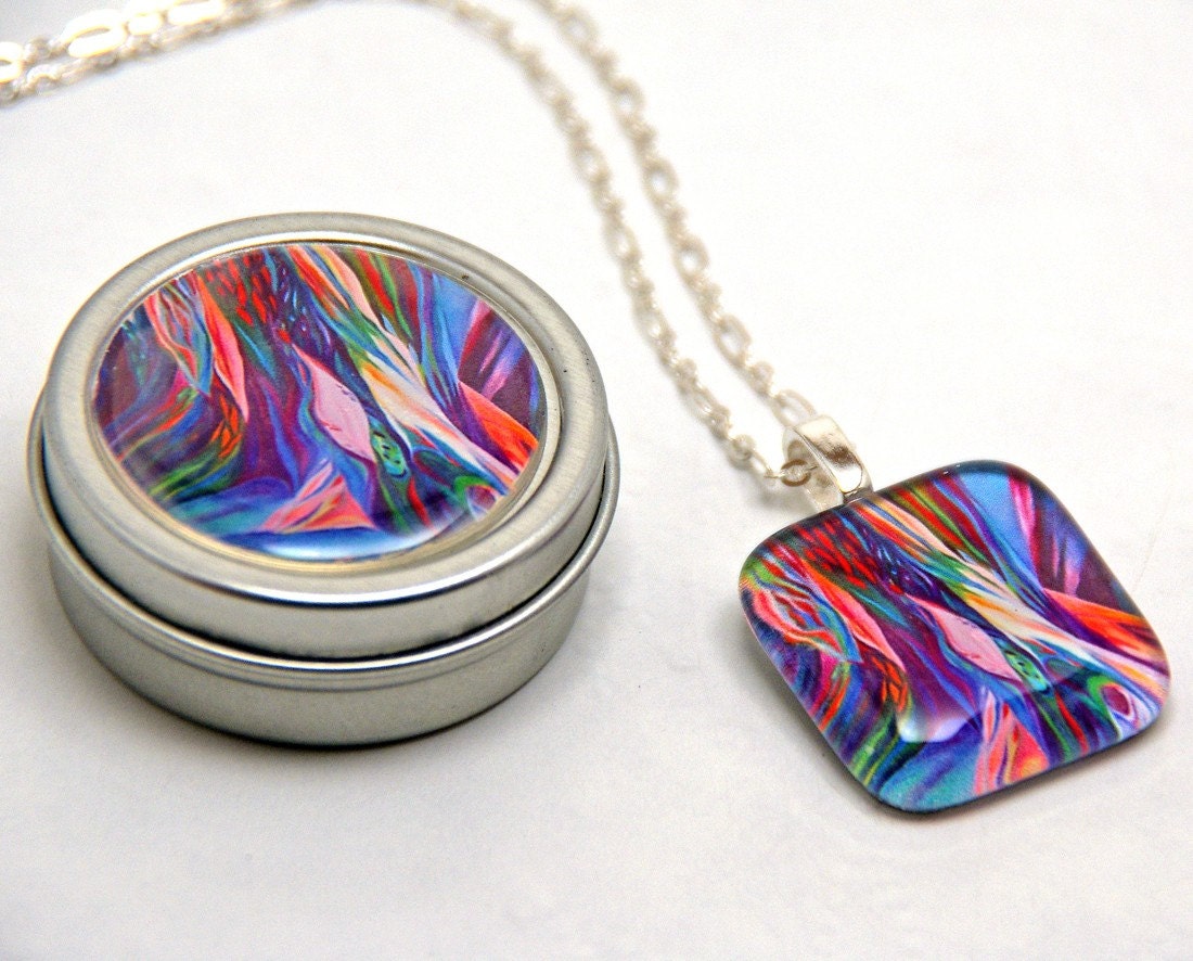 Magical Colorful Oak Roots Glass Pendant Necklace