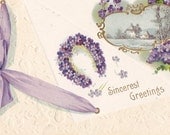 Seasons Greetings in Purple Vintage Postcard Dated 1909 with Original Poastage