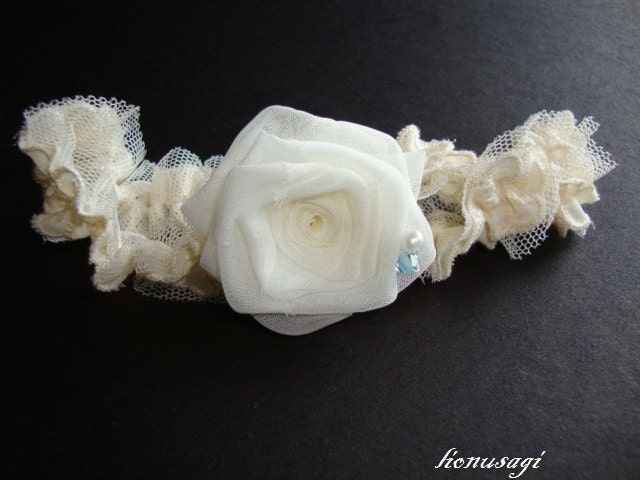Old Borrowed New Something Blue Rose Ivory Garter Swarovski Crystal Bride Bridal Silk Bud Wedding Flower Jewel Pearl Cream Aqua Marine Royal