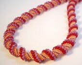 Beadwoven Cellini Spiral Necklace Sunset Reds