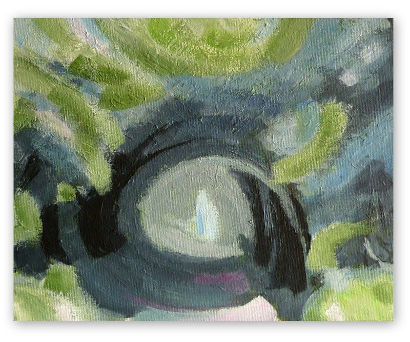 Original painting, 'Path', acrylic, small, abstract, green, grey, landscape, 8x10