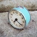 Vintage mechanical alarm clock Sevani from Armenia Soviet Union USSR turquoise color