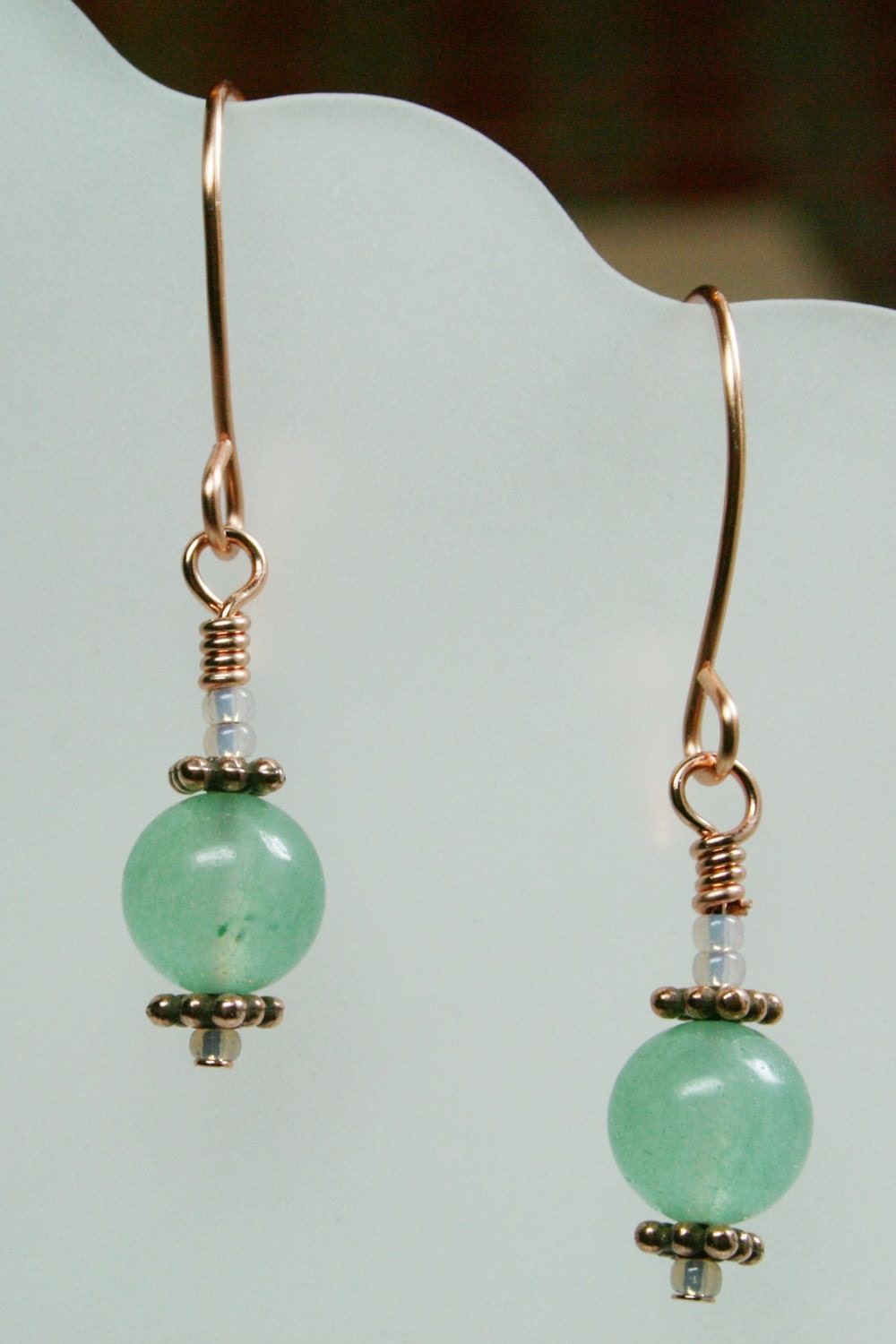SALE Green Aventurine and Copper Earrings - SRAJD