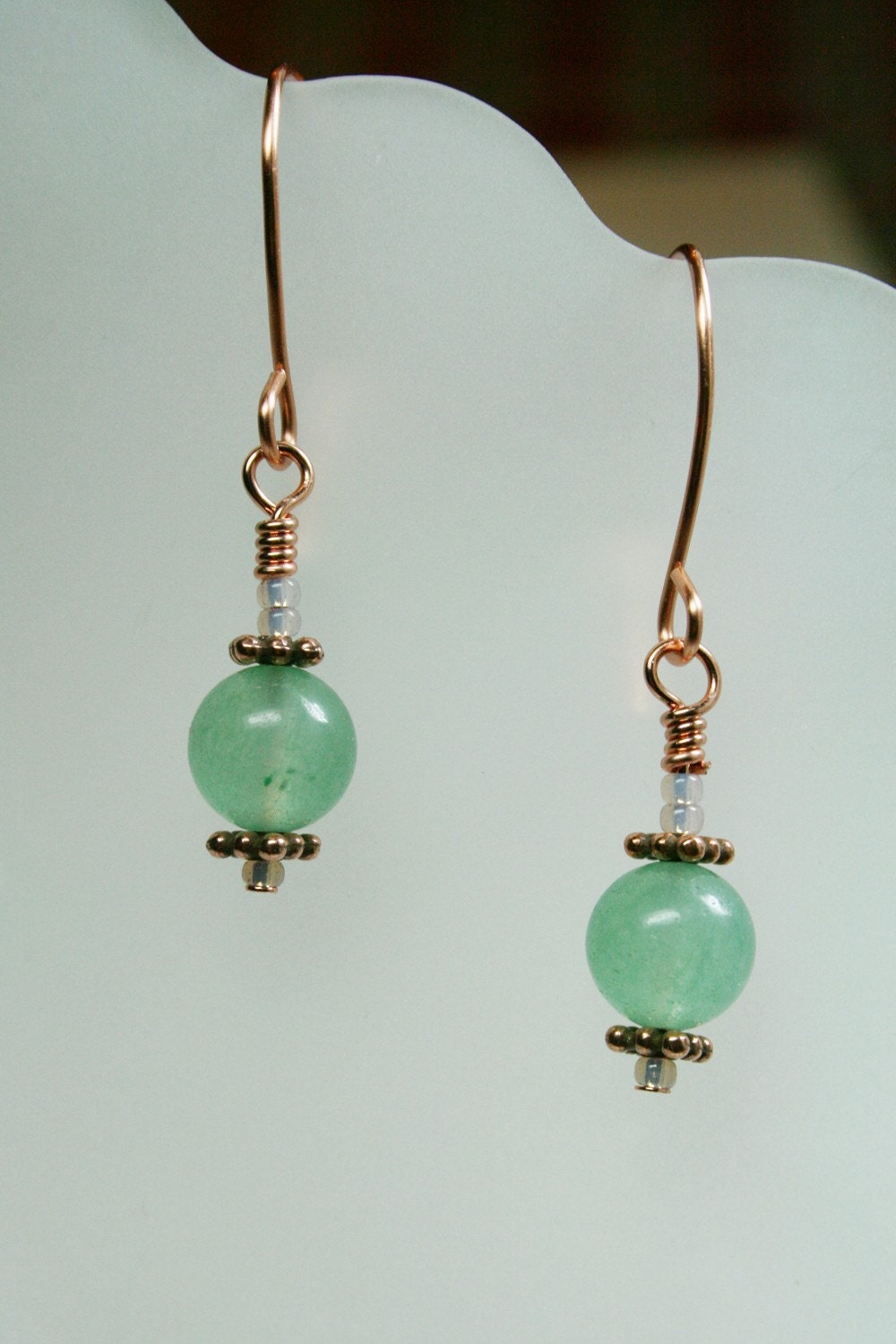 SALE Green Aventurine and Copper Earrings - SRAJD