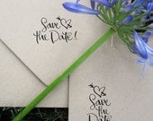 Calligraphy Save the Date Stamp Wood-Mounted