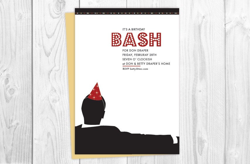 Mad Men Party Invitations-Birthday Bash