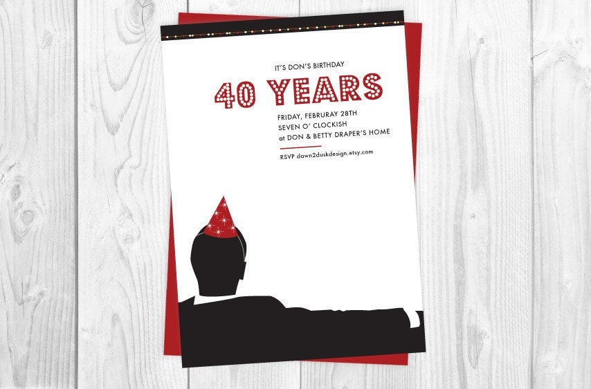 Mad Men Party Invitations-Birthday Bash