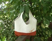 Oatmeal Linen and Rust Suede Slouch Tote