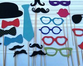 SALE - Bright Colored Photo Booth Prop Set - 32 pieces on a stick - Birthdays, Weddings, Parties - Great Photobooth Props