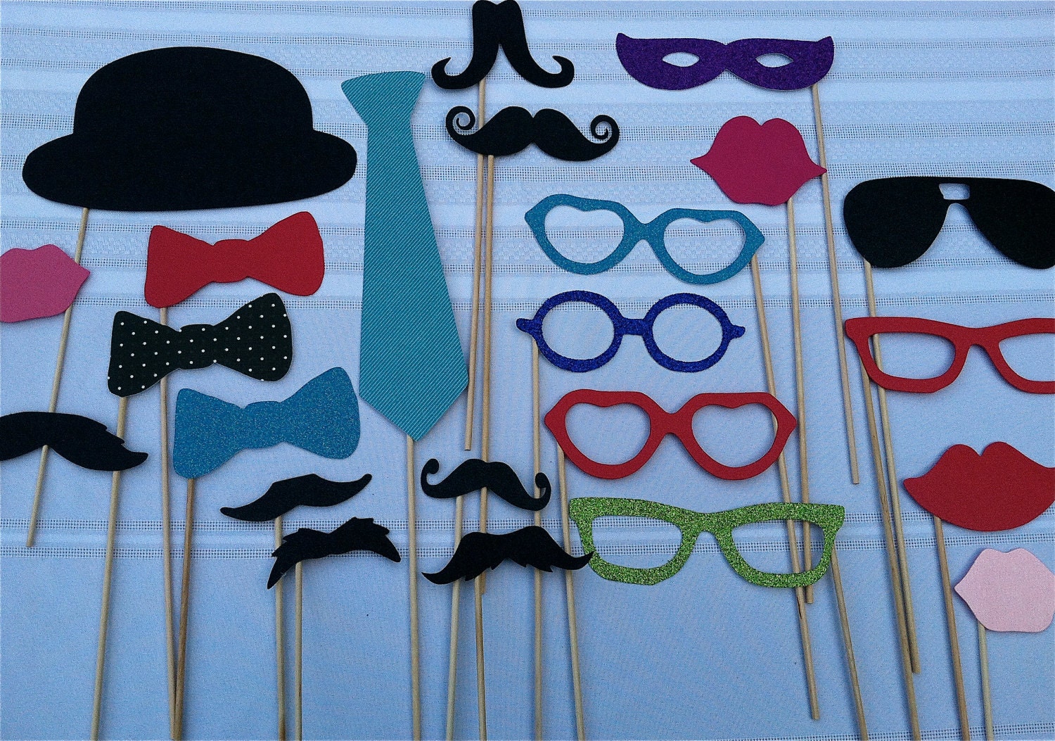 Wedding Photo Booth Props - 32 piece prop set - Birthdays, Weddings, Parties - Photobooth Props