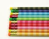 Pencil Set of 10.  Rainbow Stripe Custom Pencils