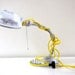 Vintage Gooseneck Eagle Lamp with Yellow Fabric Cord