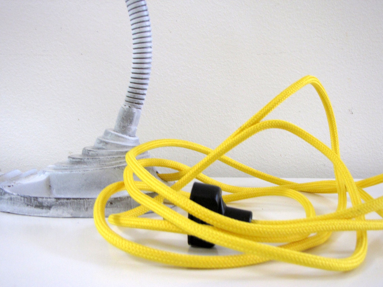 Vintage Gooseneck Eagle Lamp with Yellow Fabric Cord