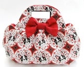 Retro Boston Terrier Poof Handbag in your choice of fabric