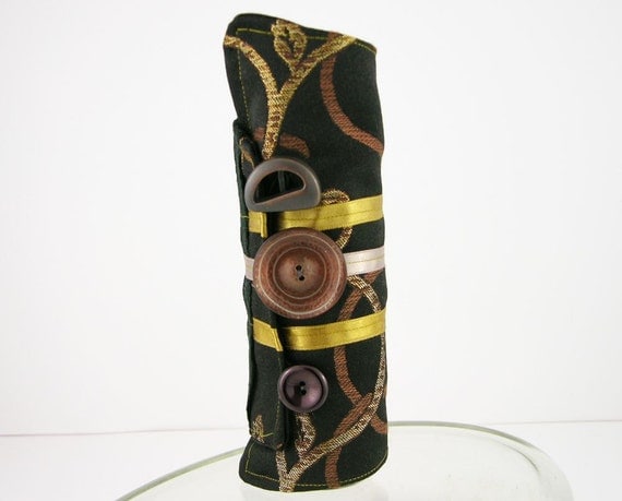 arm cuff eco friendly black brown bronze gold repurposed ribbon victorian romantic steampunk men women unisex tagt team curationnation