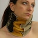neck warmer eco friendly cowl tube scarf recycled wool repurposed yellow beige fall autumn brown tagt team curationnation