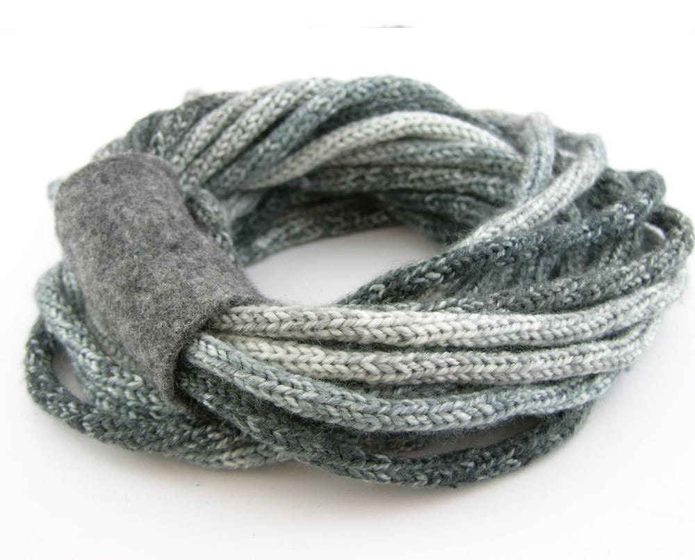 LAST ONE Scarf necklace loop scarf infinity neck wrap neck warmer knit grey black ombre knit necklace fall winter curationnation