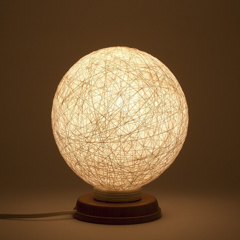 Table lamp, handmade lamp, accent lamp, night light, Contemporary design interior accent Silver snow ball by FiligreeCreations on Etsy