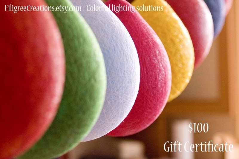 Gift certificate for handmade lamp, lampshade, hanging lamp, table lamp, Contemporary design interior accent by FiligreeCreations