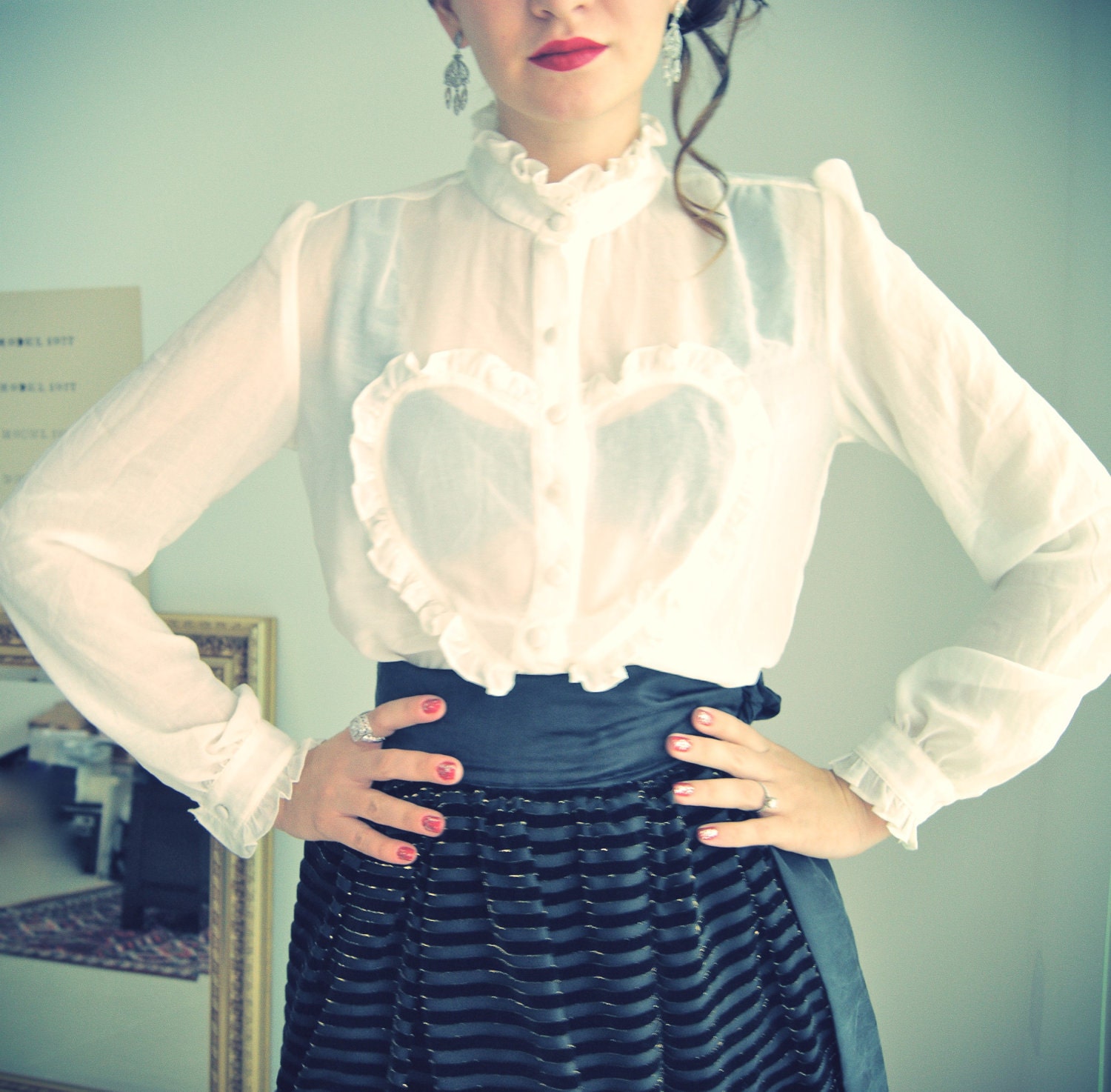 SALE - A Line Skirt Sample Sale Black Velvet Striped Metallic