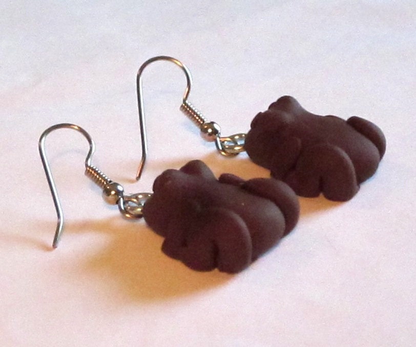 Chocolate Frog Dangle Earrings - Harry Potter Themed Jewelry - Polymer Clay Food - Handmade - Honeydukes - Gifts Under 10, 20, 50