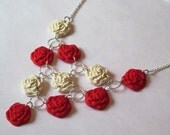 Any Color Rose Drop Necklace - Polymer Clay Flower Jewelry - Handmade - Unique - Charm - Pendant - Gifts Under 20, 25, 30, 50