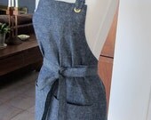Full Apron Hemp Organic Cotton Indigo Denim  Chef Cook