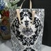 X-Large Fabric Organizer- Leather Handle / Hamper / Basket / Storage Container / Basket Bin / Round bottom / Black & white Chandelier design