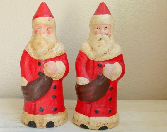 Large Vintage Chalkware Santas