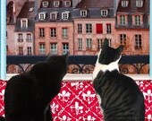 Cat Art Print- Paris Cats