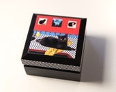 Home Sweet Apartment- Keepsake box- Black Cat Art