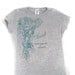 Screenprinted Tee Floral Design and Text Gray with Aqua Ink