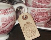 12 small gift tags bird in a cage manila hang tags