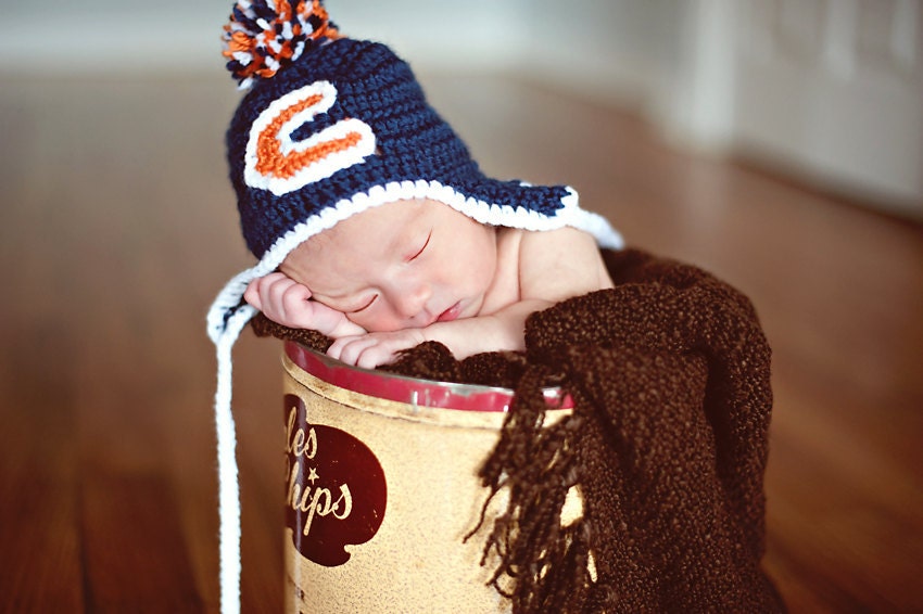 Crochet Chicago Bears Ear Flap Hat