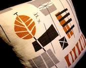 Tiki Throw Pillow Cover - Retro - TIKIFABULOUS - Mid Century Modern -- for 18" x 18" insert - Premium Reproduction Barkcloth