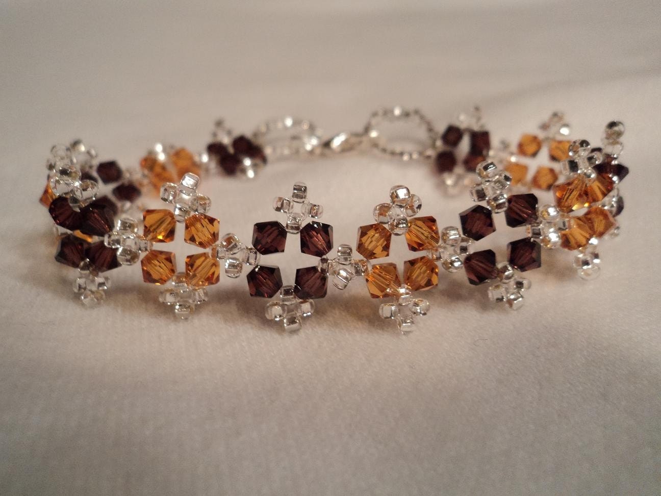 Burgundy and topaz swarovski crystal bracelet