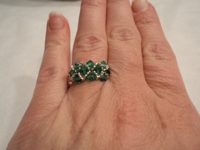 Emerald swarovski crystal ring