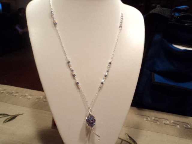 Long purple swarovski crystal necklace