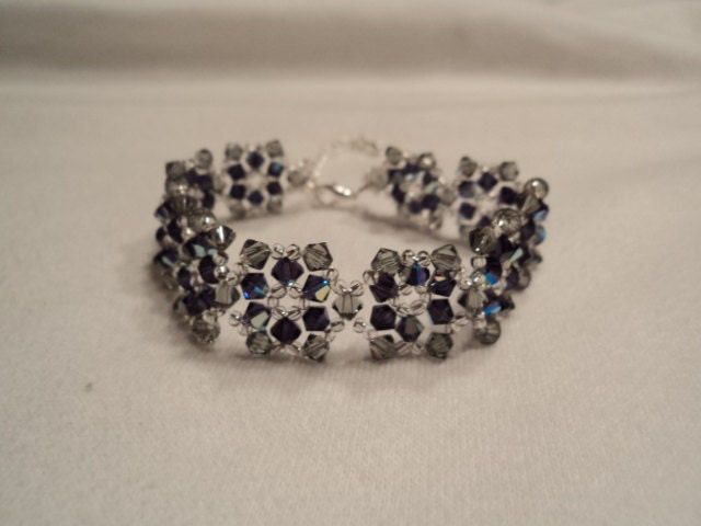 Purple and black diamond swarovski crystal bracelet
