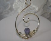 Ornate Swirl Wire Wrapped Iolite sterling silver necklace made in Maine unique one of a kind purple and white