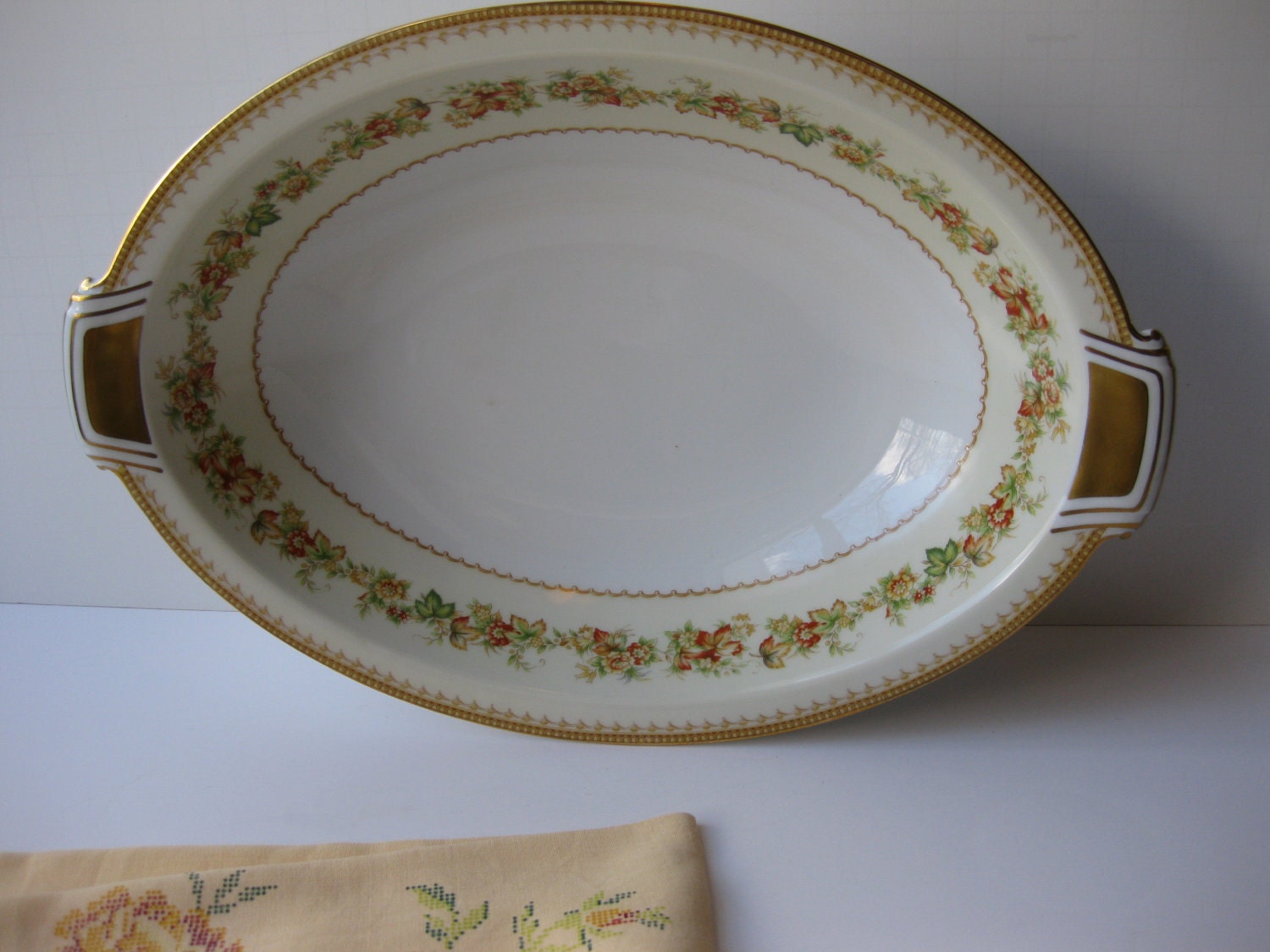 RESERVED Vintage Royal Embassy Bristol Floral Oval Vegetable Bowl